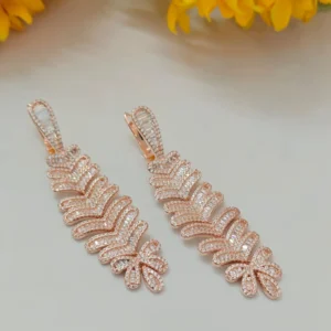 Radiant Frond Earrings – A Stunning 92.5 Rose Gold Statement for Modern Elegance