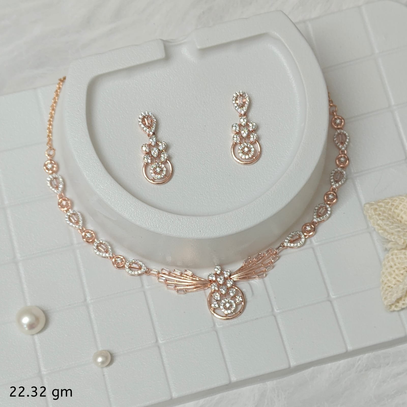 Aarohi Rose Gold Necklace Set
